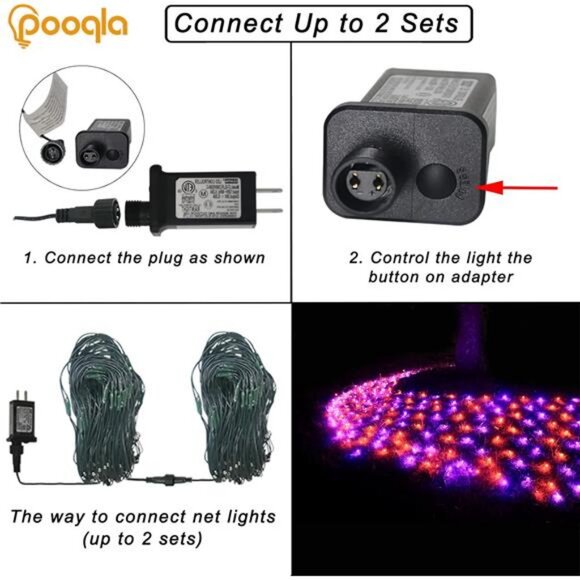 360 LED Halloween Net Lights Outdoor, 21 ft x 5 ft Connectable Mesh String Light - Picture 4 of 7